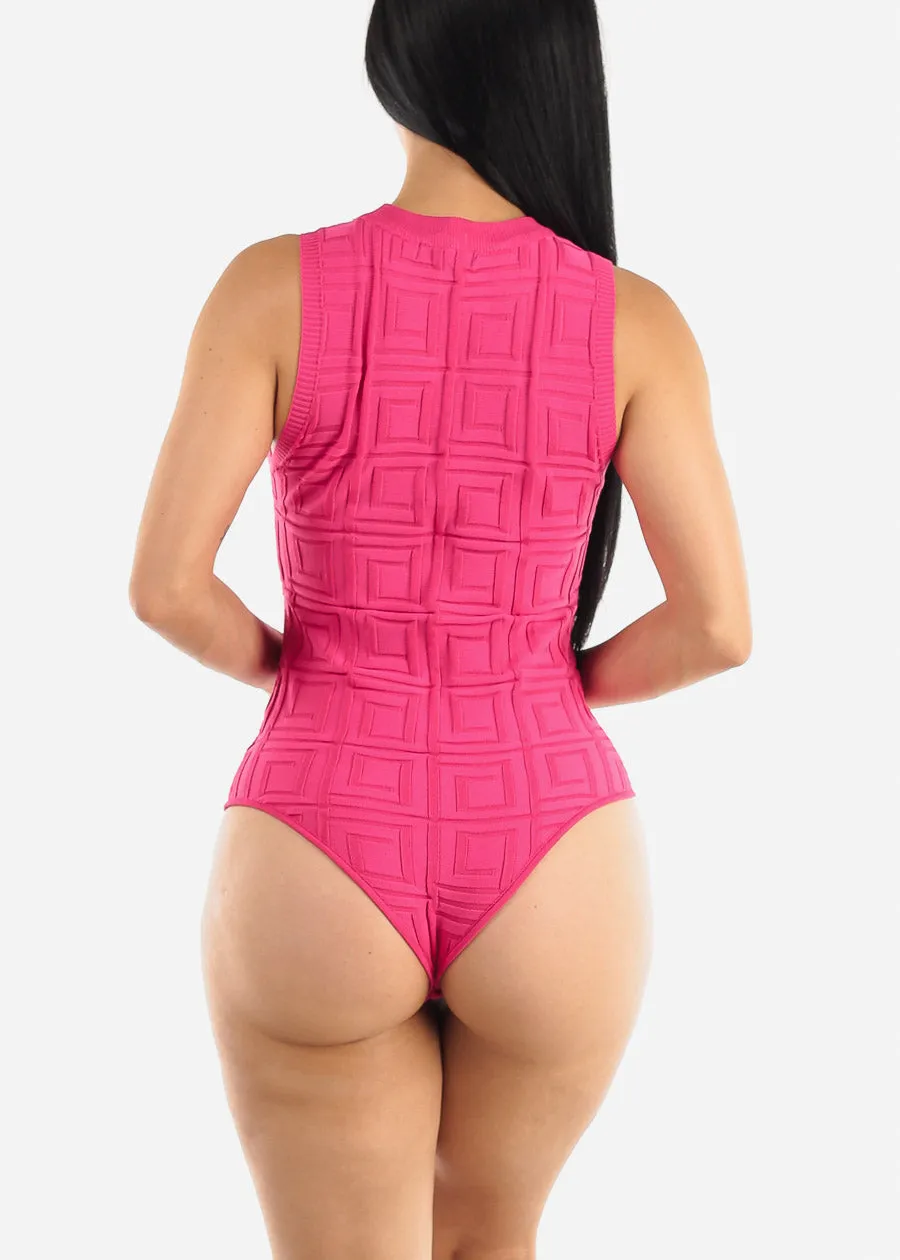 Sleeveless Crewneck Textured Bodysuit Hot Pink sold by Moda product image thumbnail 4