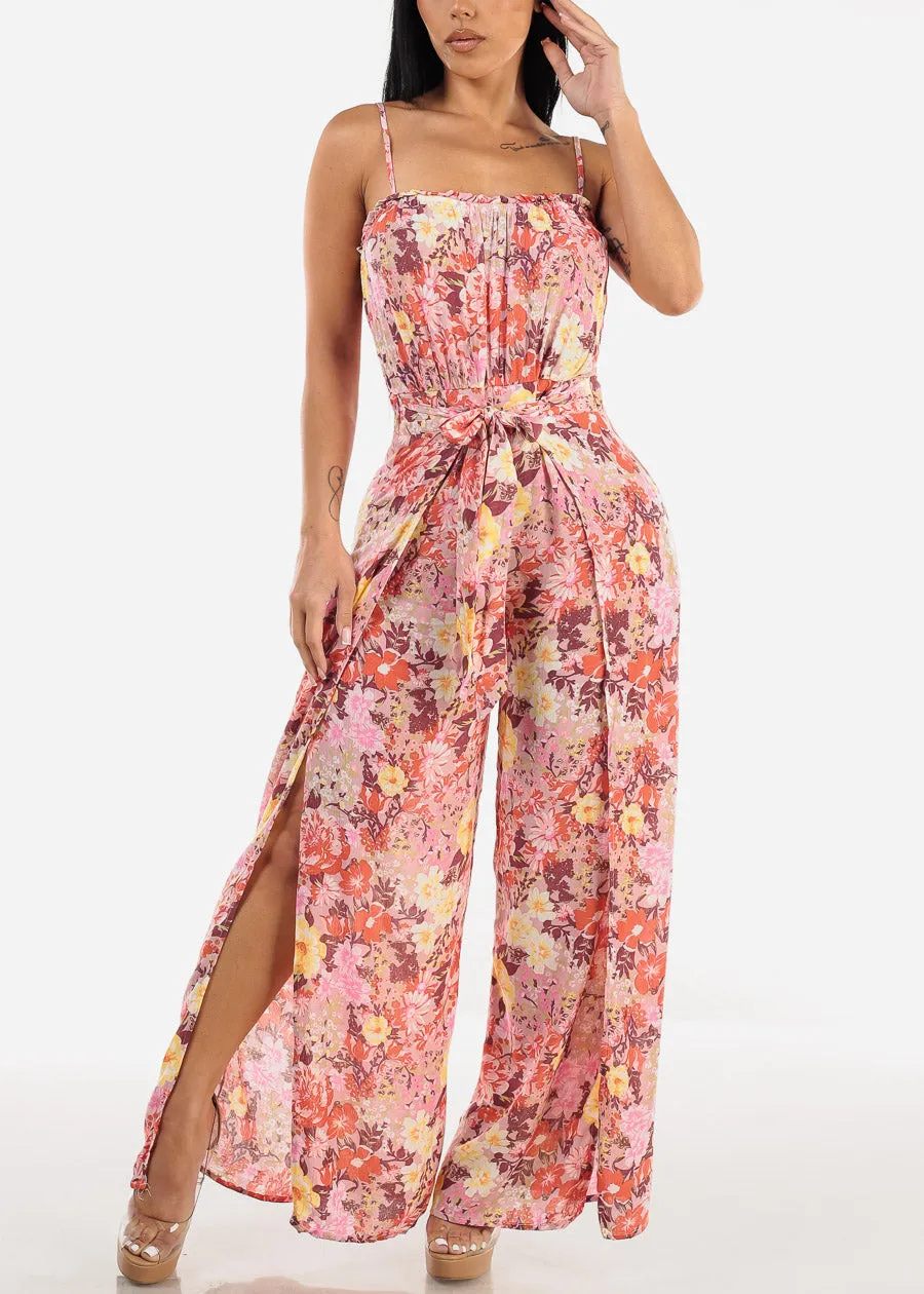 Sleeveless Floral Front Tie Jumpsuit w Slit Sides sold by Moda product image thumbnail 3
