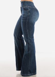 Super High Waisted Butt Lifting Flared Jeans Med Wash sold by Moda