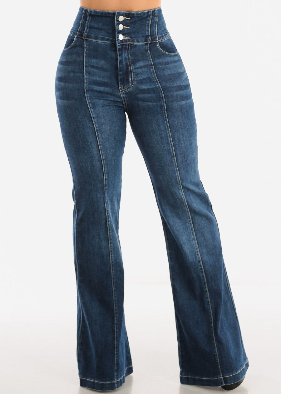 Super High Waisted Butt Lifting Flared Jeans Med Wash sold by Moda product image thumbnail 3