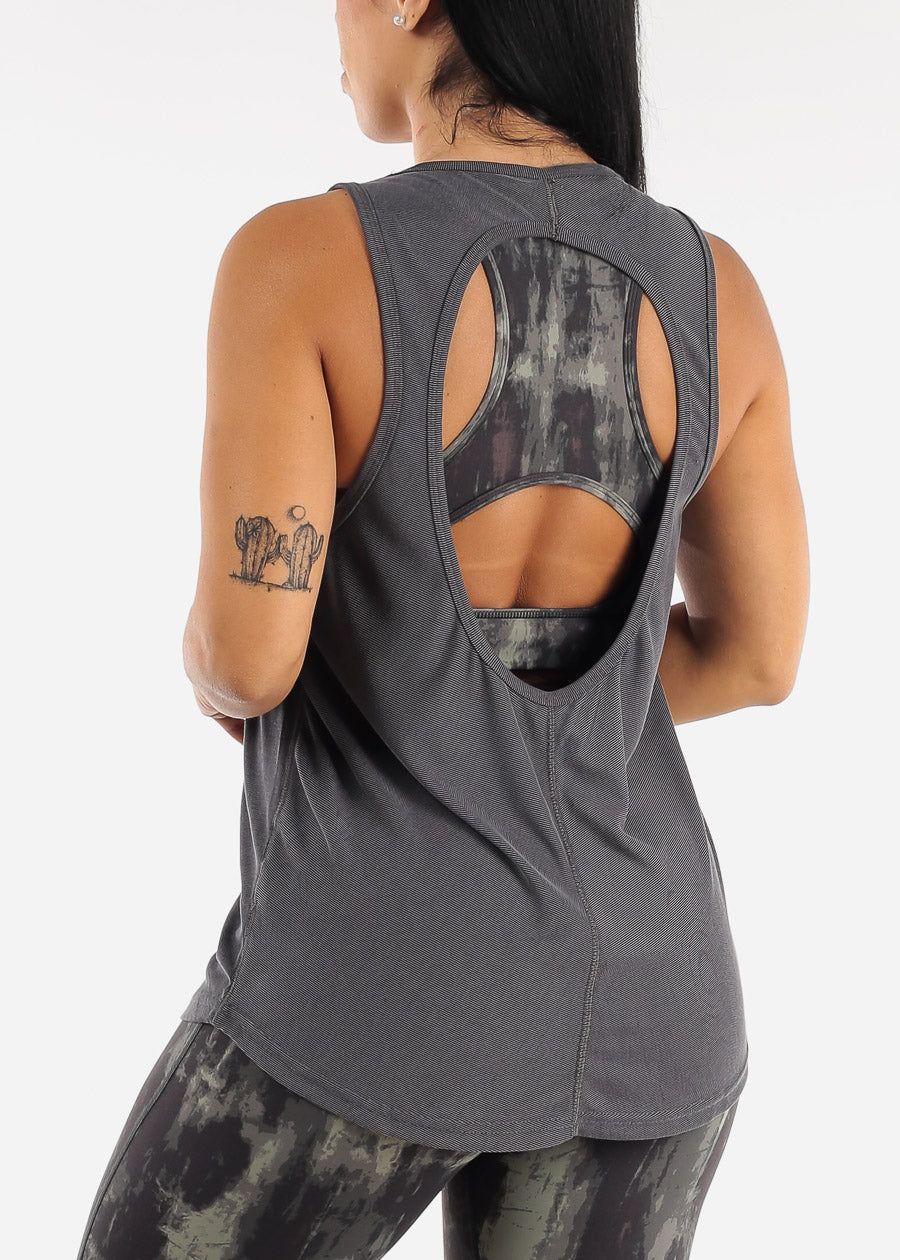 MONO B Dark Grey Open Back Sleeveless Athleisure Tunic sold by Moda product image thumbnail 2