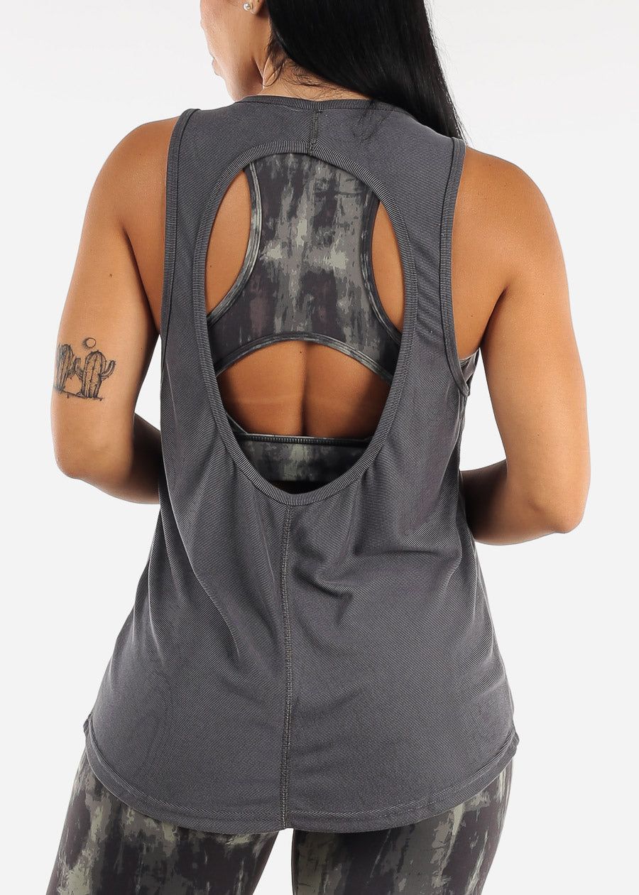 MONO B Dark Grey Open Back Sleeveless Athleisure Tunic sold by Moda product image thumbnail 5