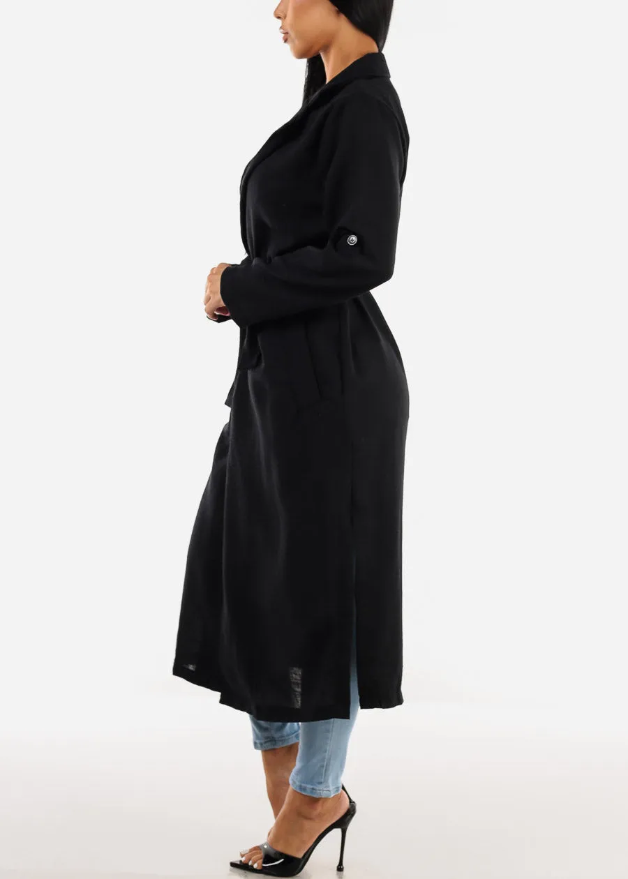 Long Sleeve Black Trench Coat w Pockets sold by Moda product image thumbnail 5
