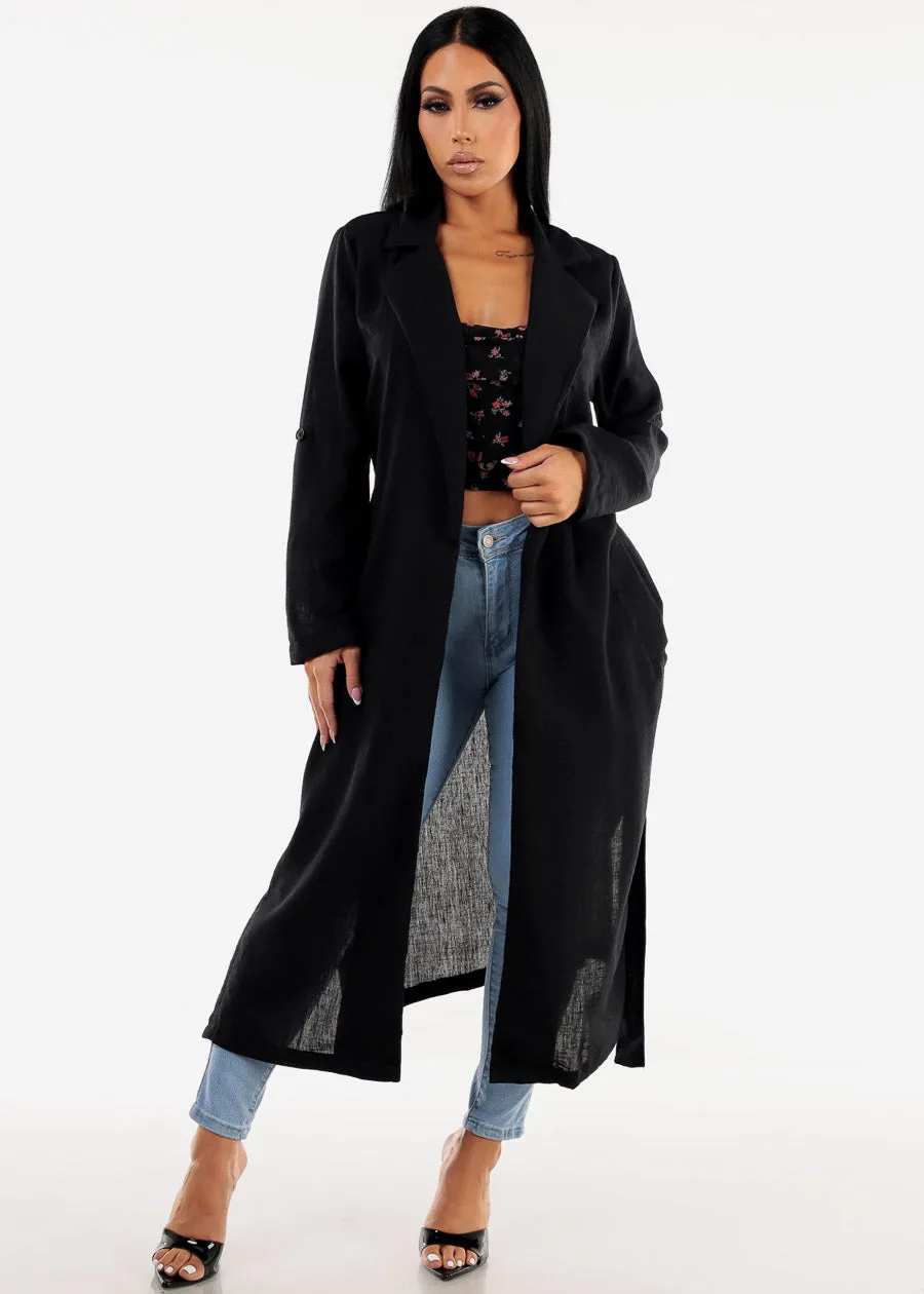 Long Sleeve Black Trench Coat w Pockets sold by Moda product image thumbnail 3