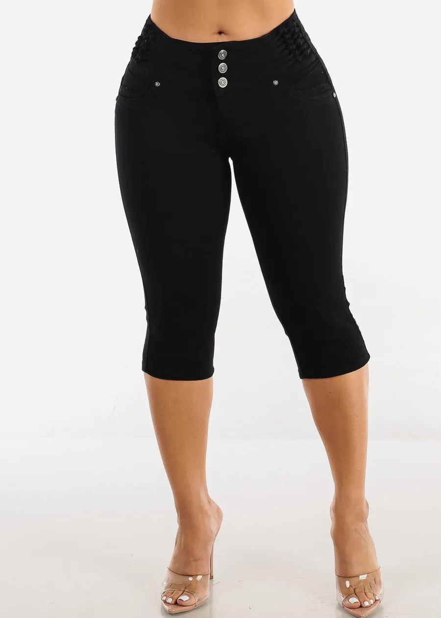 Mid Rise Black Butt Lifting Denim Capris sold by Moda product image thumbnail 3