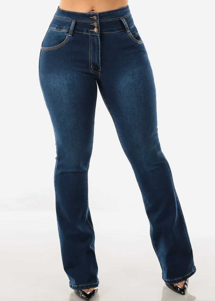 High Waisted Butt Lifting Bootcut Jeans Dark Blue sold by Moda product image thumbnail 4
