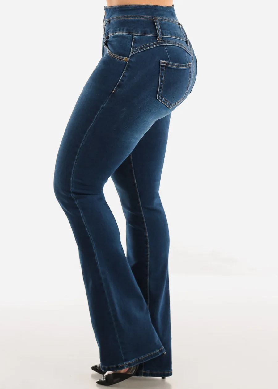 High Waisted Butt Lifting Bootcut Jeans Dark Blue sold by Moda product image thumbnail 5