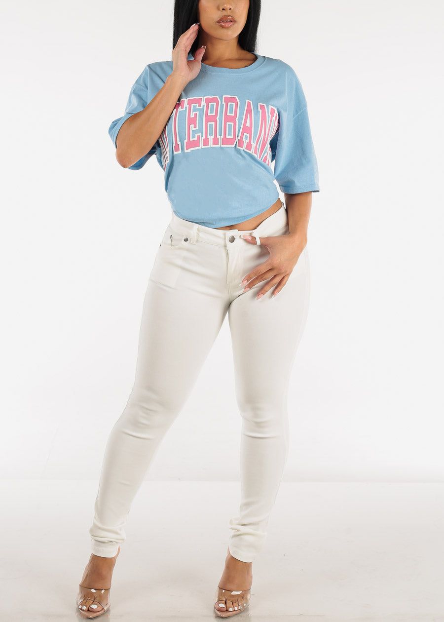 White Mid Rise High Stretch Butt Lifting Skinny Pants sold by Moda product image thumbnail 2