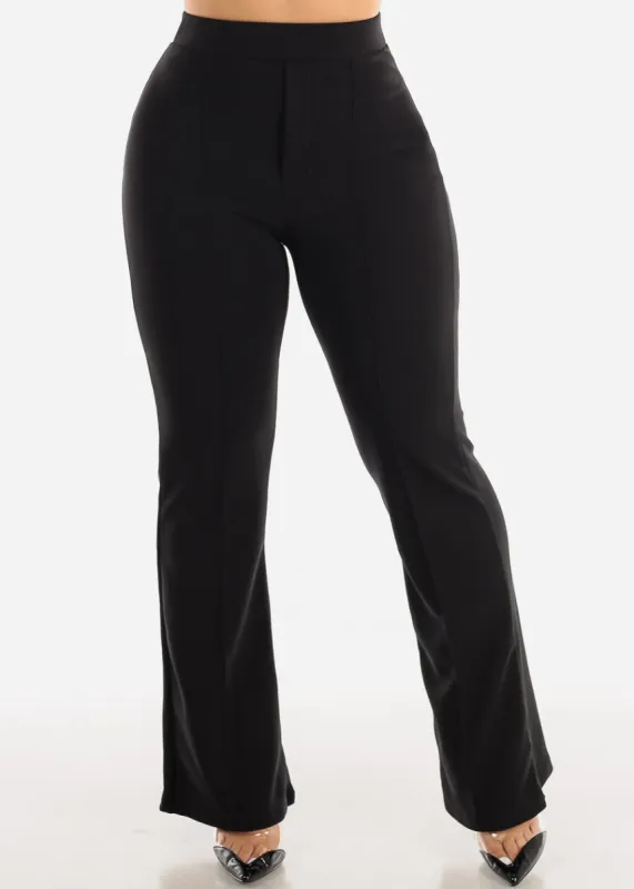 Black High Waisted Stretch Flared Dress Pants sold by Moda