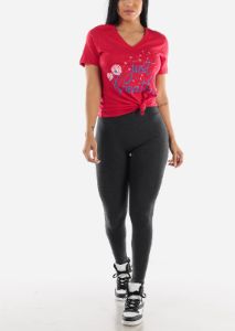 Grey High Waist Leggings sold by Moda
