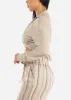 Linen Long Sleeve Front Tie Crop Top Natural sold by Moda