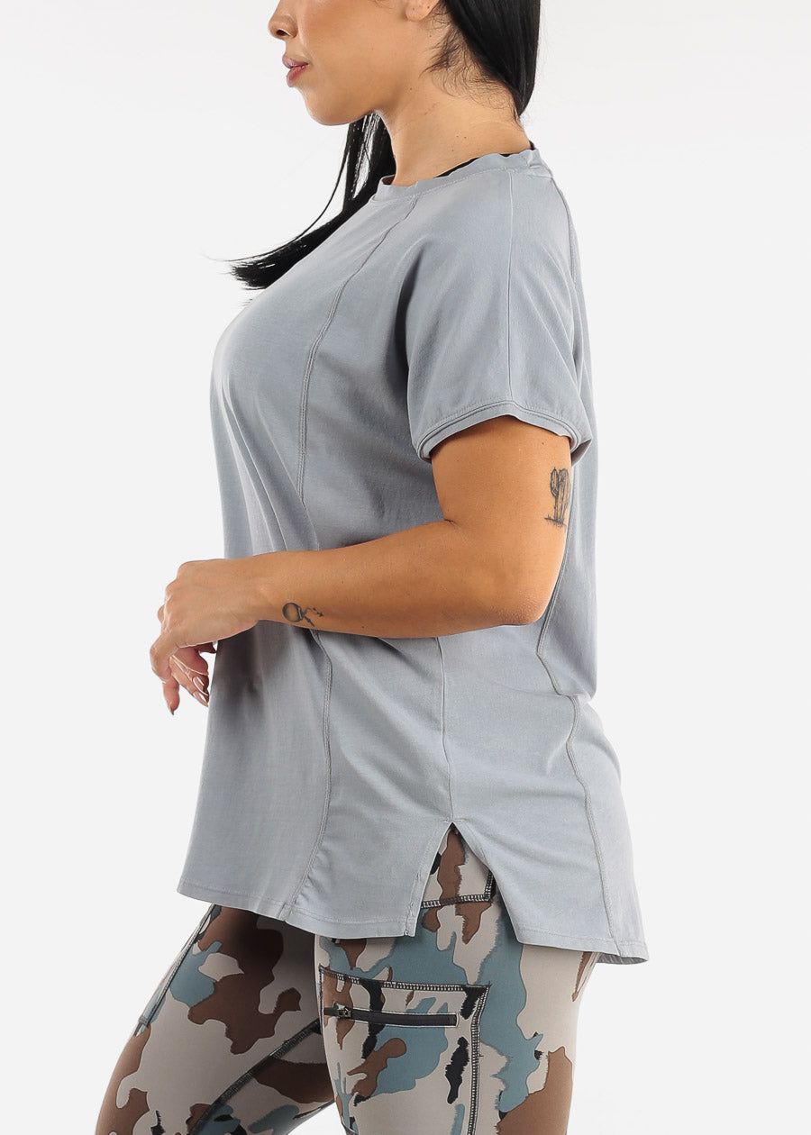 Pima Cotton Crewneck Tunic Tee Light Blue sold by Moda product image thumbnail 3