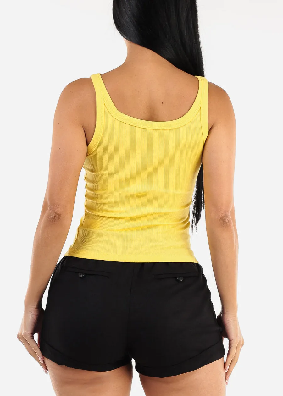 Sleeveless Scoop Neck Ribbed Tank Top Yellow sold by Moda product image thumbnail 4