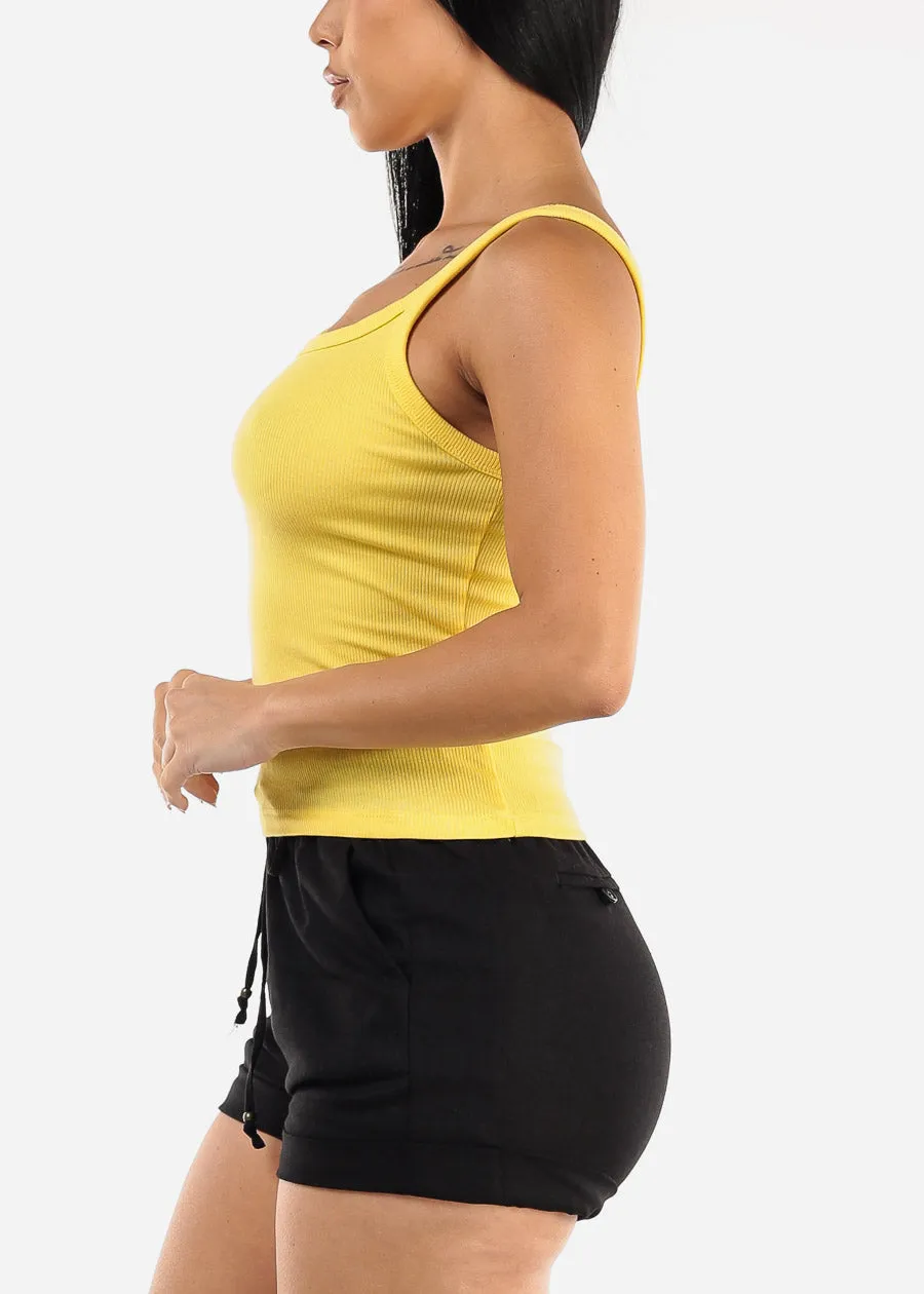 Sleeveless Scoop Neck Ribbed Tank Top Yellow sold by Moda product image thumbnail 3