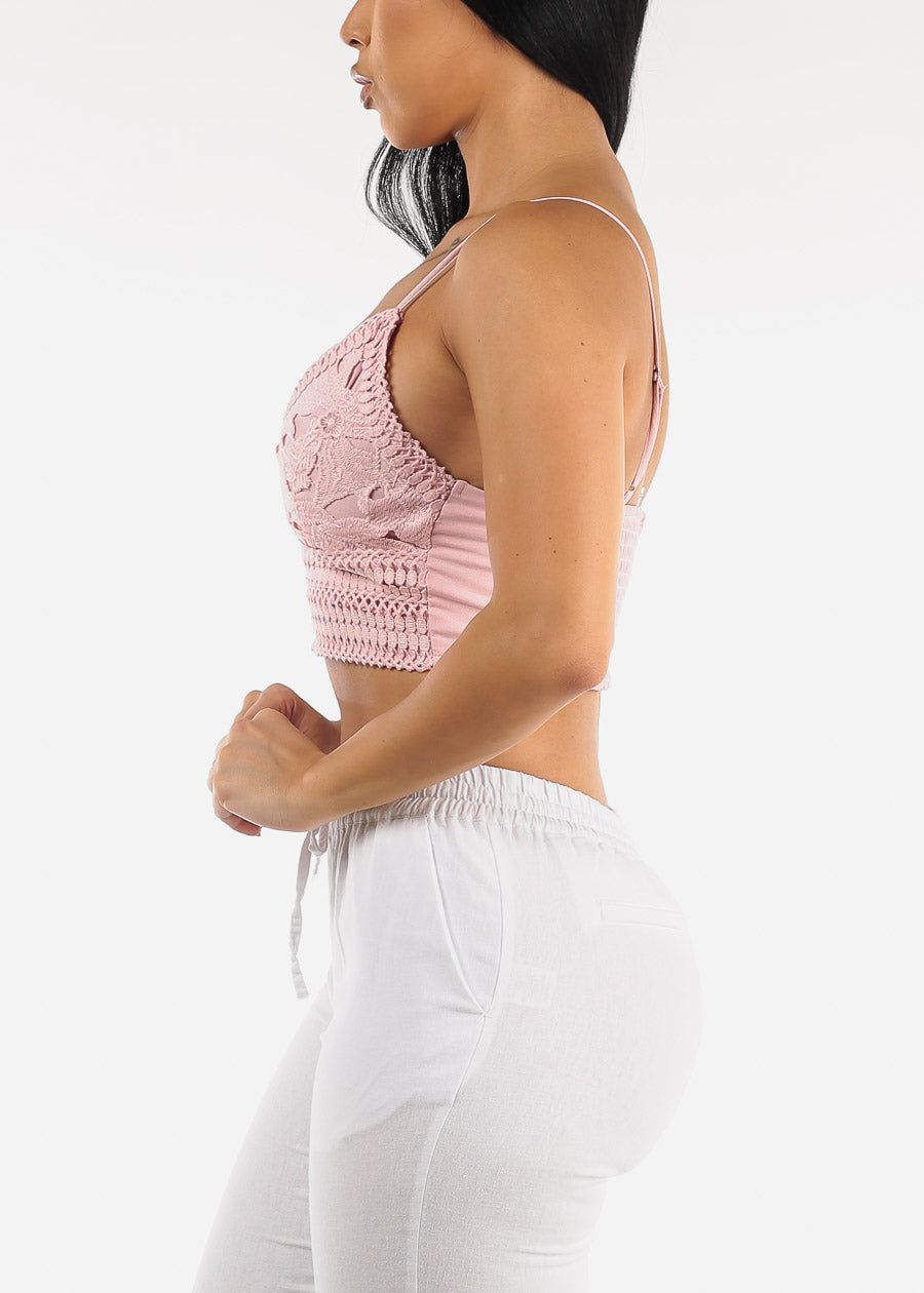 Sleeveless Crochet Crop Top Pink sold by Moda product image thumbnail 5