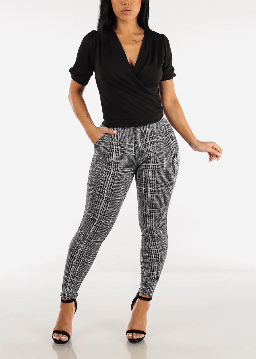 Short Sleeve Surplice Top Black sold by Moda product image thumbnail 2