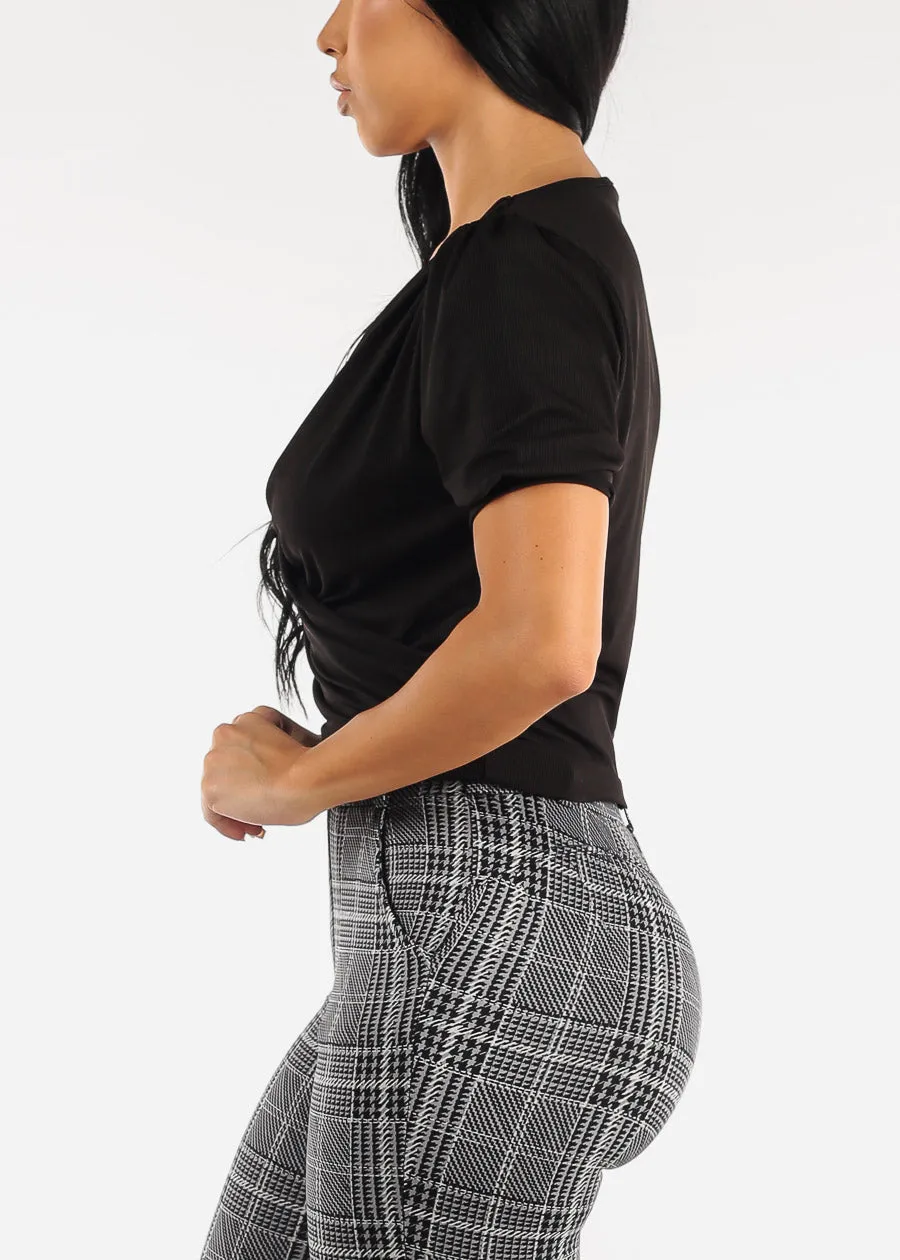 Short Sleeve Surplice Top Black sold by Moda product image thumbnail 3