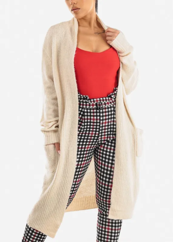 Long Sleeve Soft Knit Maxi Cardigan Cream sold by Moda
