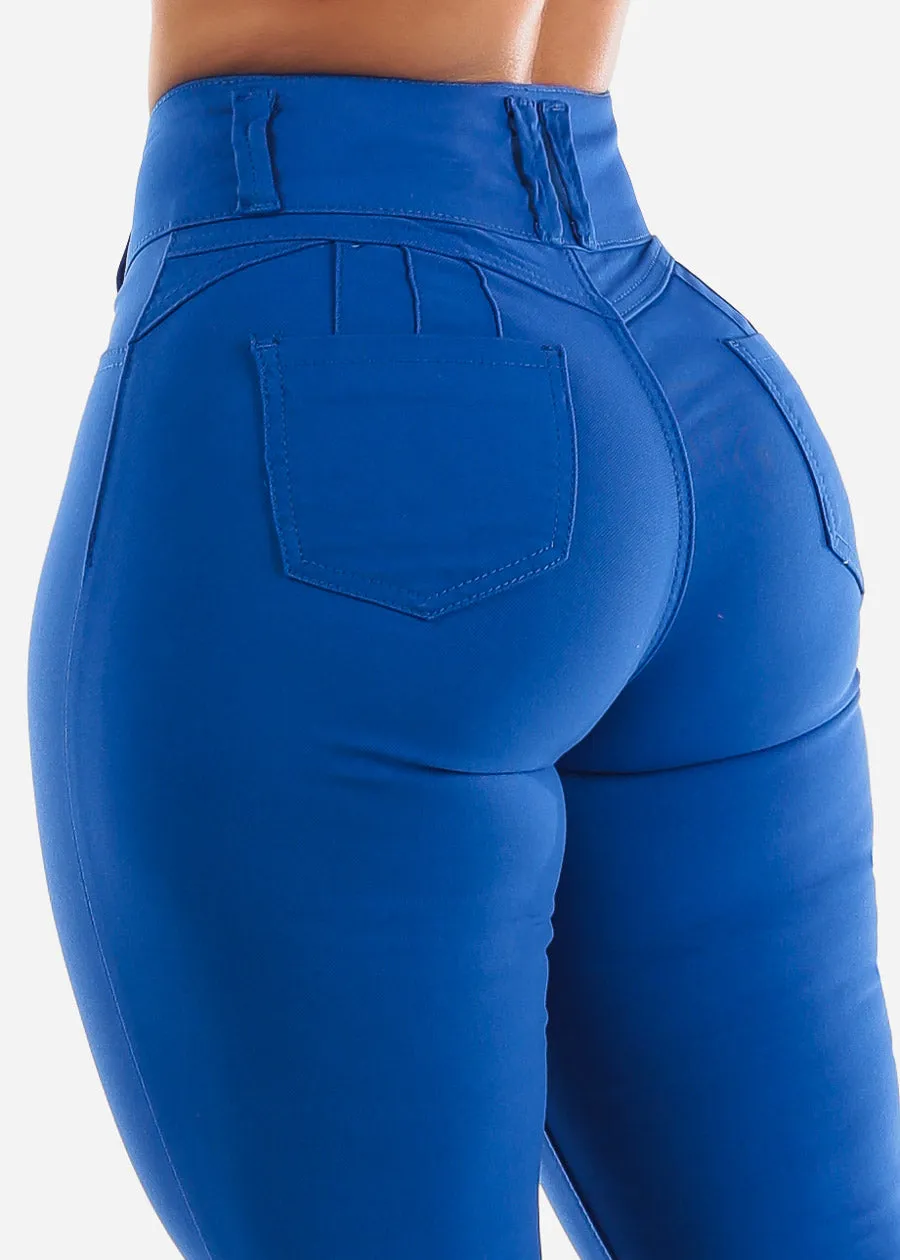 High Waisted Butt Lift Levanta Cola Blue Jeggings sold by Moda