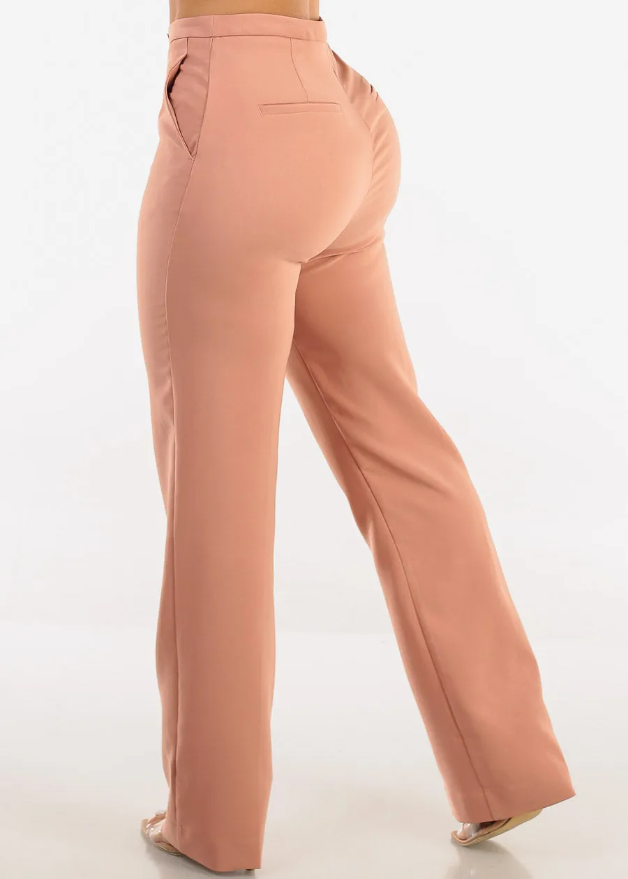 High Waist Formal Straight Dress Pants Dusty Pink sold by Moda product image thumbnail 4