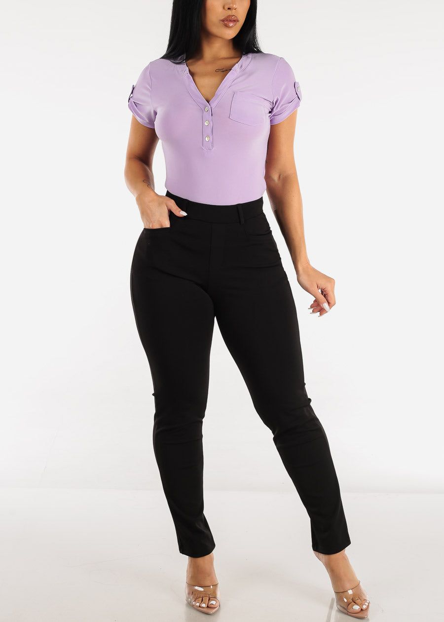 Black Super High Waist Straight Leg Dressy Pants sold by Moda product image thumbnail 2