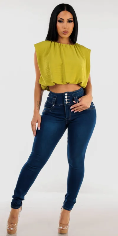 Crop Top Butt Lift Skinnies Outfit sold by Moda