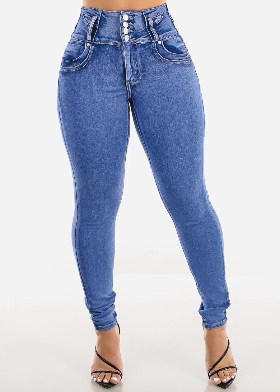 Super High Waist Butt Lift Skinny Jeans Light Sand Wash sold by Moda product image thumbnail 3