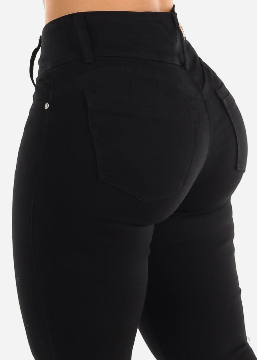 Levantacola High Waisted Black Skinny Jeans sold by Moda