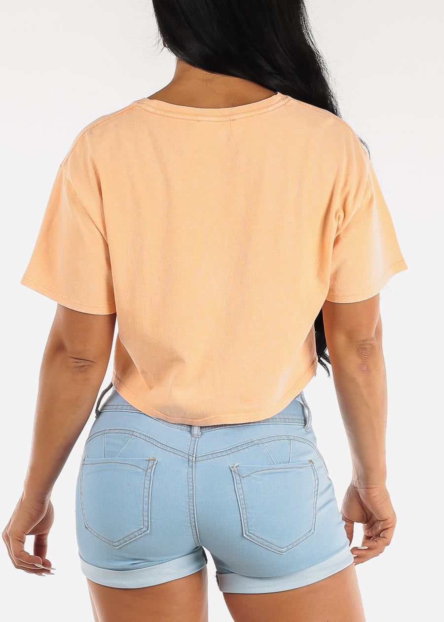 Short Sleeve Cotton Cropped Tee Light Orange sold by Moda product image thumbnail 4