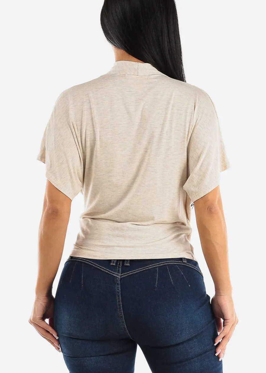 Short Dolman Sleeve Surplice Blouse Oatmeal sold by Moda product image thumbnail 4