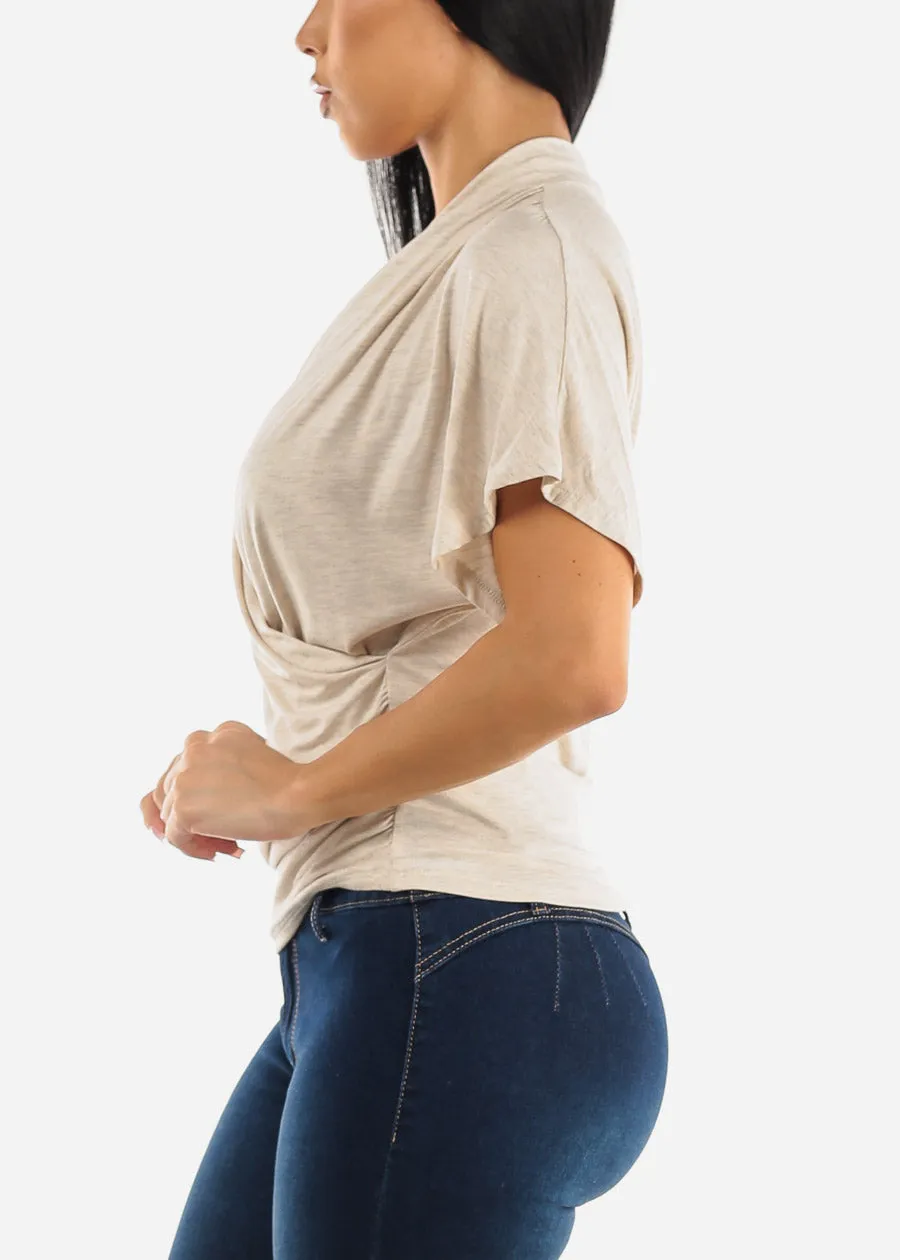 Short Dolman Sleeve Surplice Blouse Oatmeal sold by Moda product image thumbnail 3