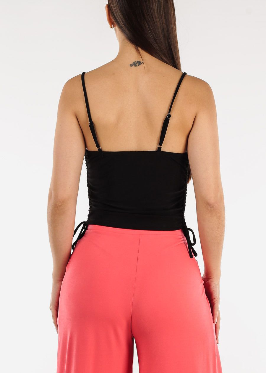 Black Sleeveless Side Ruched Tank Top sold by Moda product image thumbnail 4