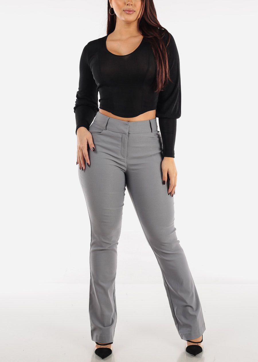 Grey High Waisted Dressy Bootcut Pants sold by Moda product image thumbnail 2