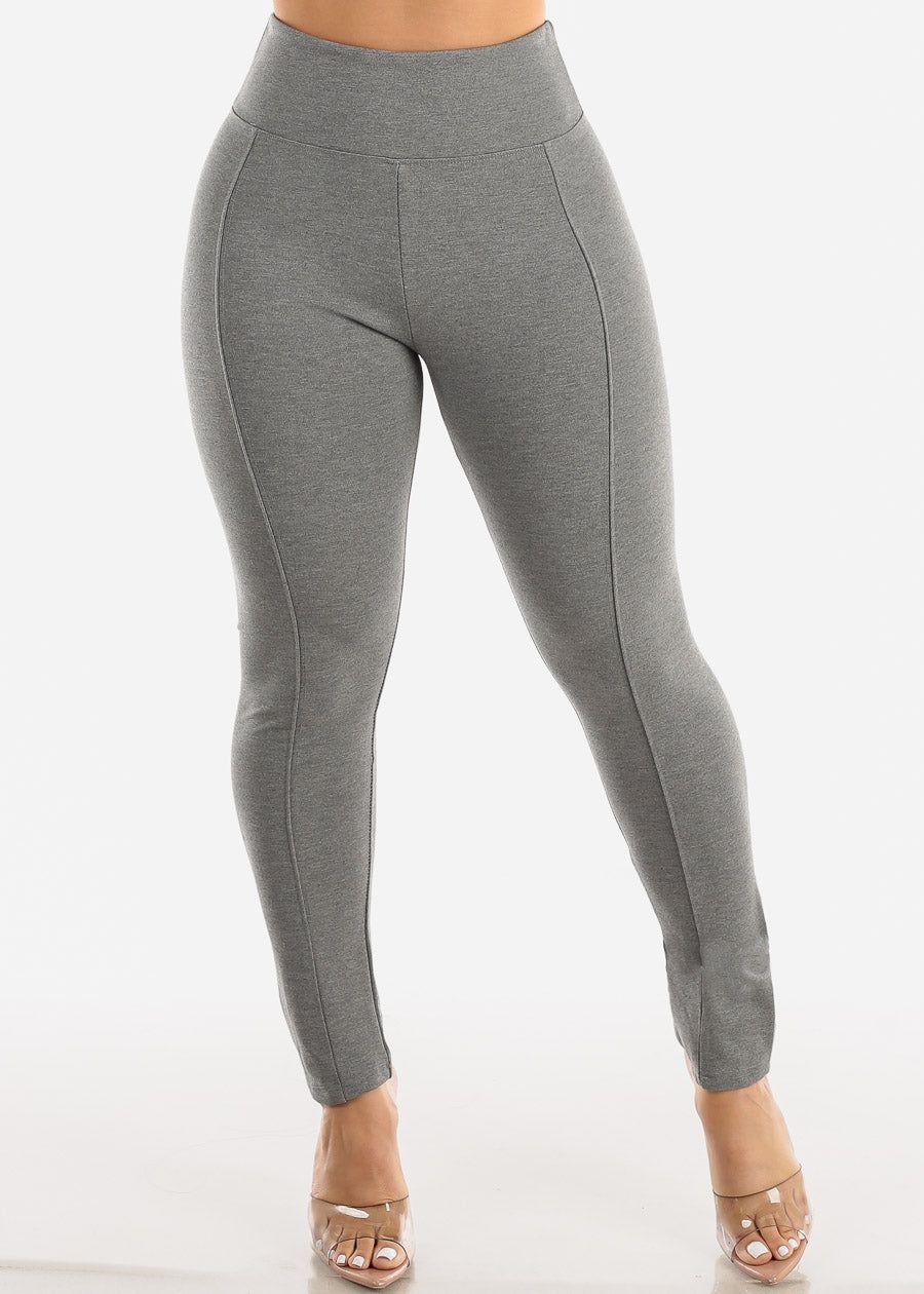 High Thick Waist Tummy Control Skinny Pants Grey sold by Moda