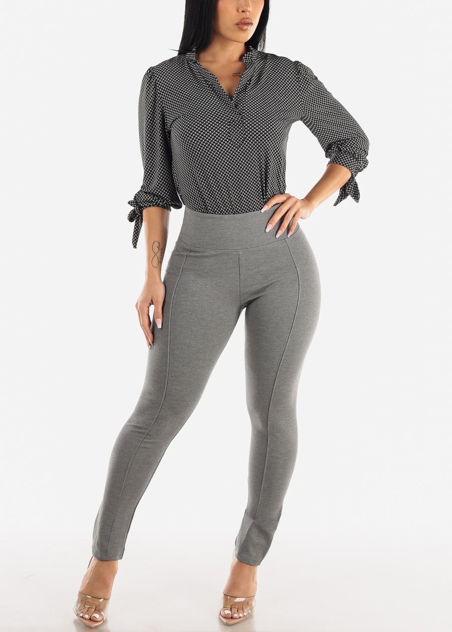 High Thick Waist Tummy Control Skinny Pants Grey sold by Moda product image thumbnail 2