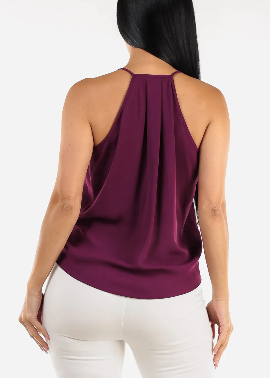 Sleeveless Surplice Chiffon Cami Top Dark Purple sold by Moda product image thumbnail 4