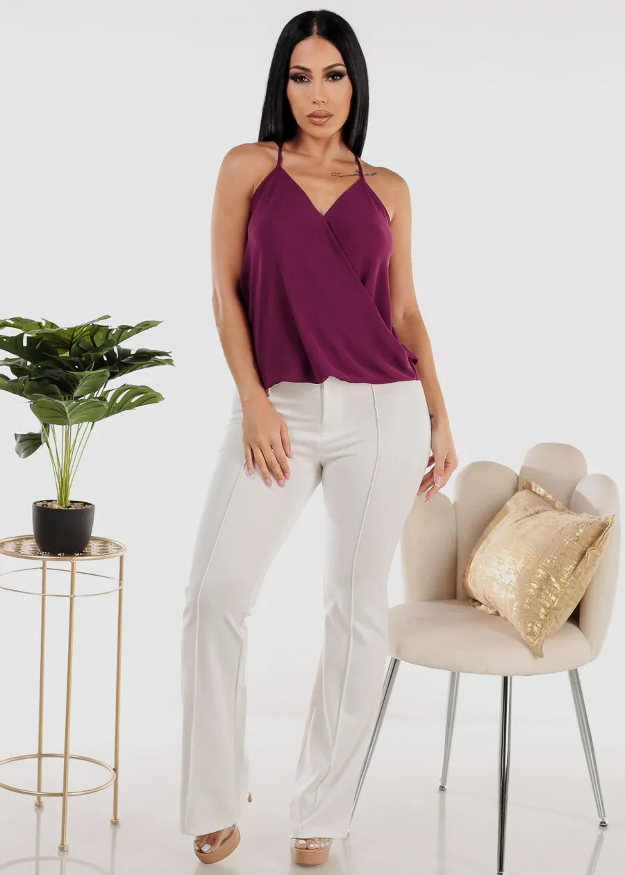 Sleeveless Surplice Chiffon Cami Top Dark Purple sold by Moda product image thumbnail 2