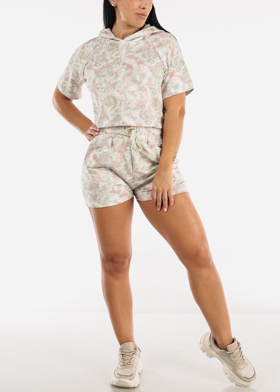 MONO B Activewear Short Sleeve Floral Cropped Hoodie sold by Moda product image thumbnail 5