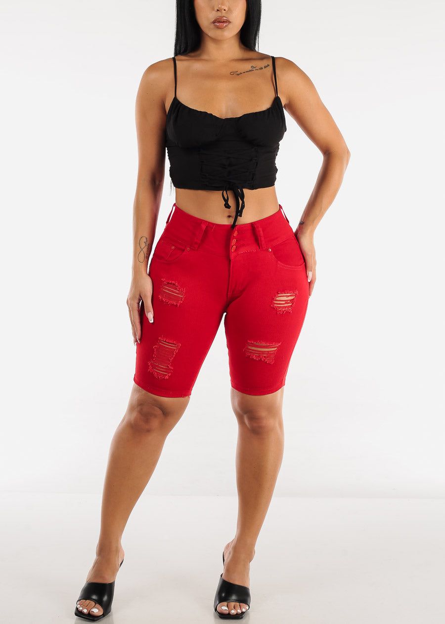 Black Sleeveless Lace Up Cami Crop Top sold by Moda product image thumbnail 2