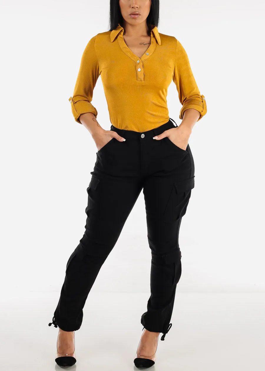 High Rise Hyper Stretch Black Cargo Pants sold by Moda product image thumbnail 2