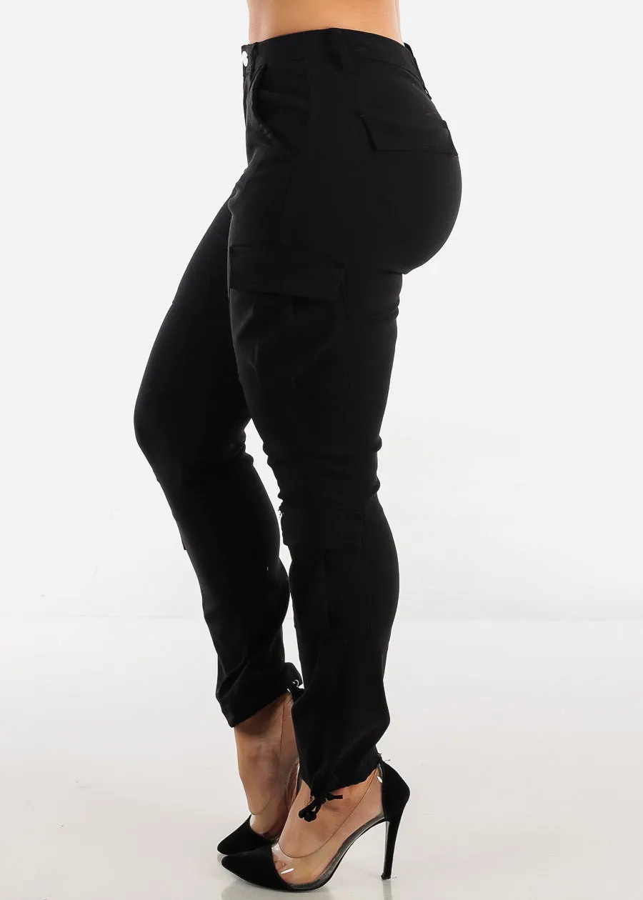 High Rise Hyper Stretch Black Cargo Pants sold by Moda product image thumbnail 3