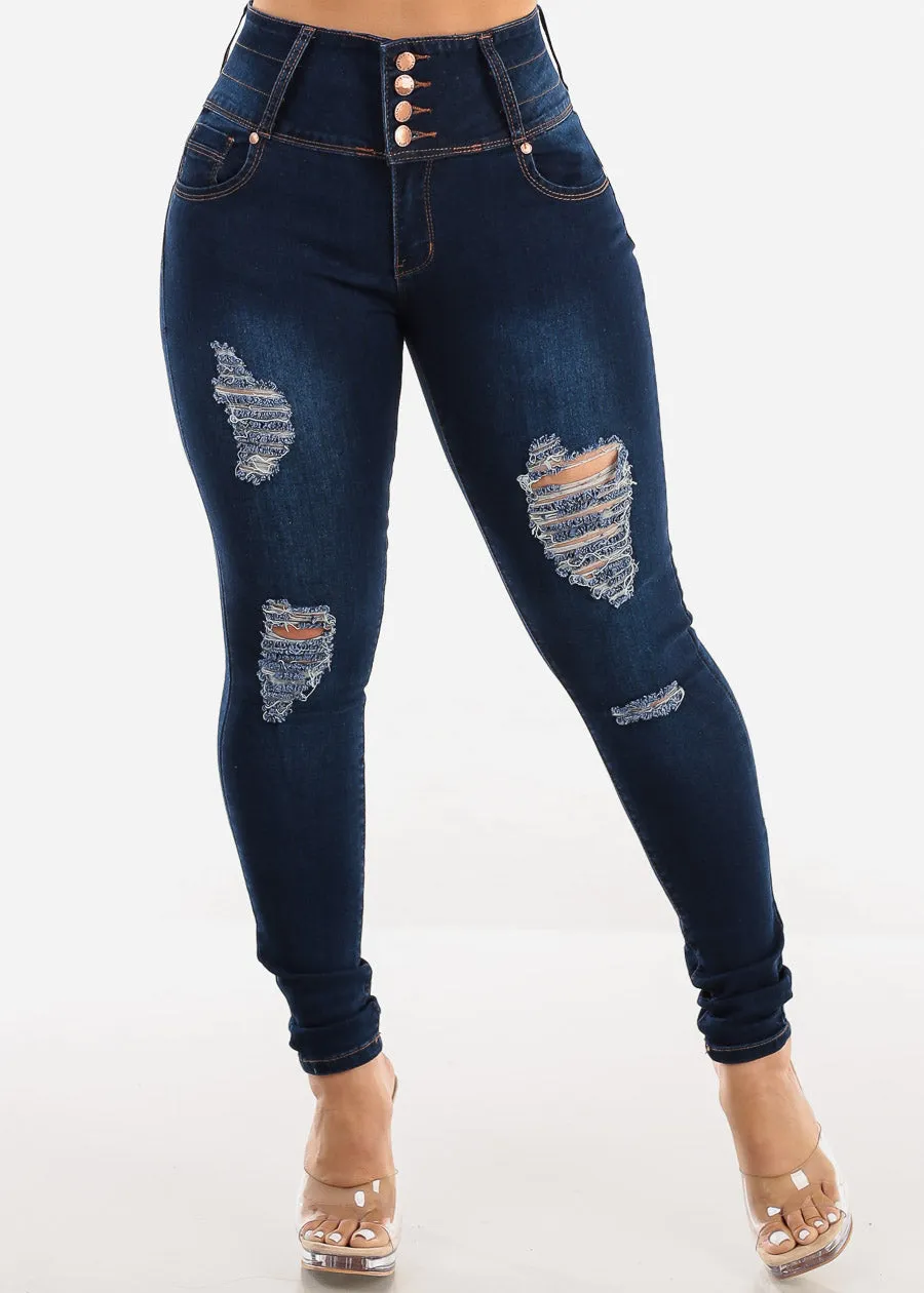 High Waisted Butt Lift Distressed Jeans sold by Moda product image thumbnail 3