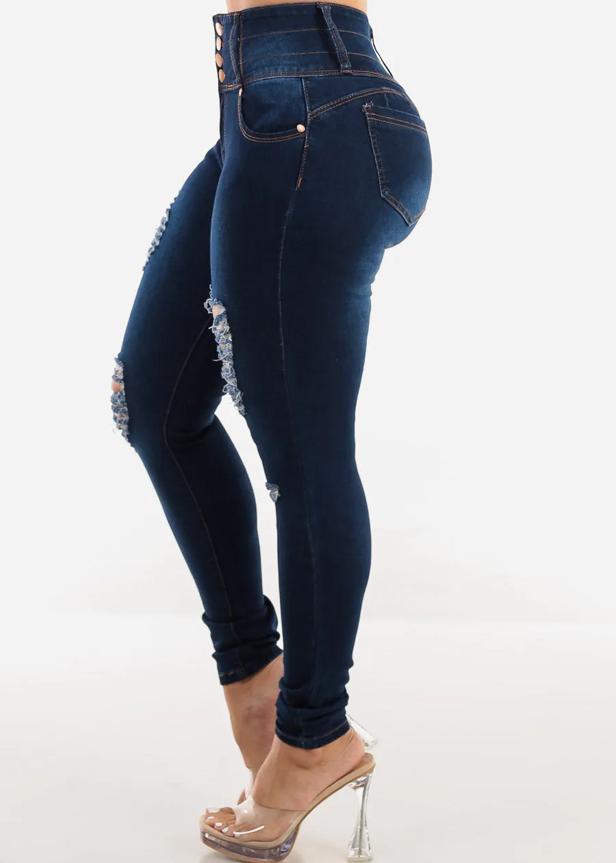 High Waisted Butt Lift Distressed Jeans sold by Moda product image thumbnail 4