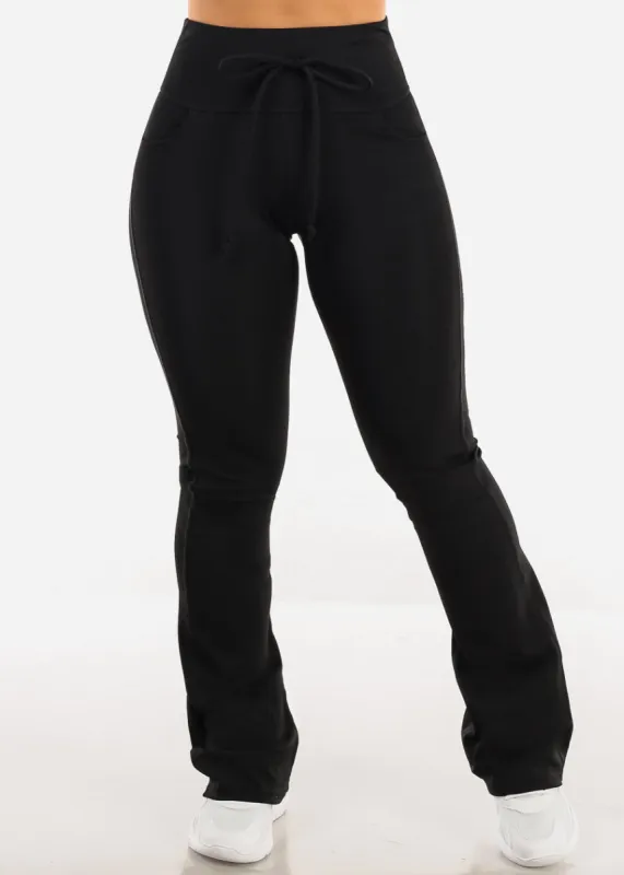 Activewear High Waisted Black Flared Leggings sold by Moda