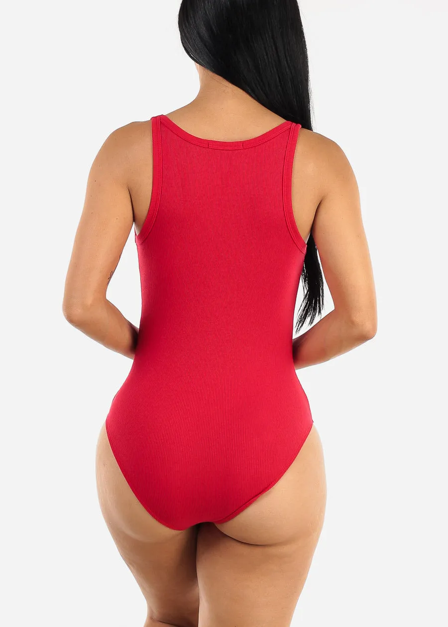 Sleeveless Scoop Neck Ribbed Bodysuit Red sold by Moda product image thumbnail 4