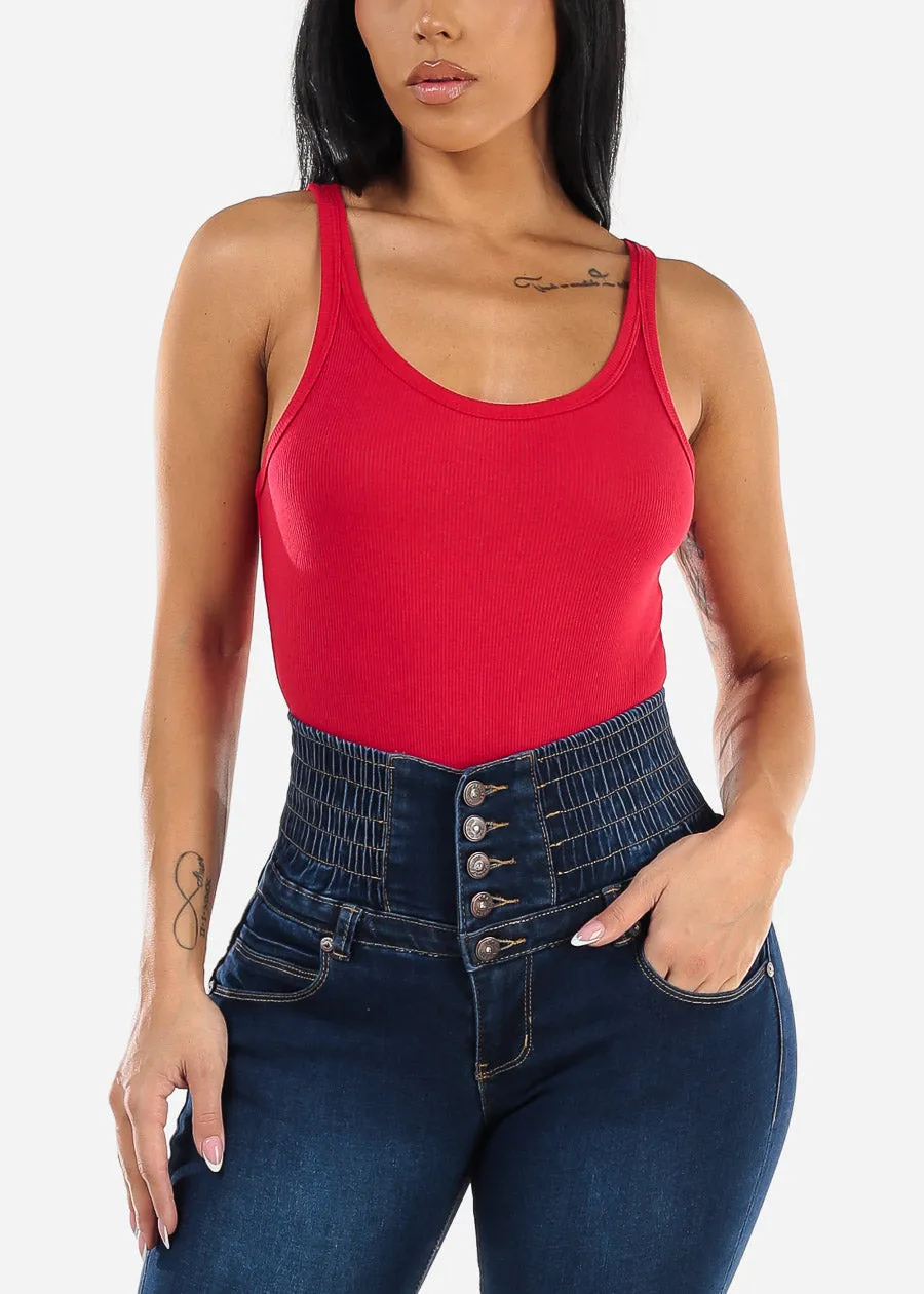 Sleeveless Scoop Neck Ribbed Bodysuit Red sold by Moda product image thumbnail 5