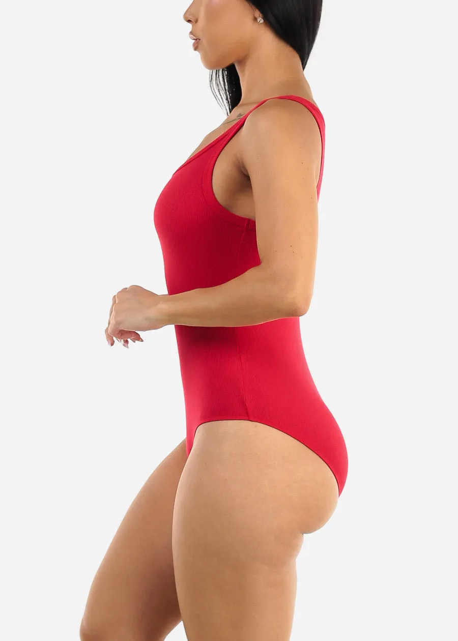 Sleeveless Scoop Neck Ribbed Bodysuit Red sold by Moda product image thumbnail 3