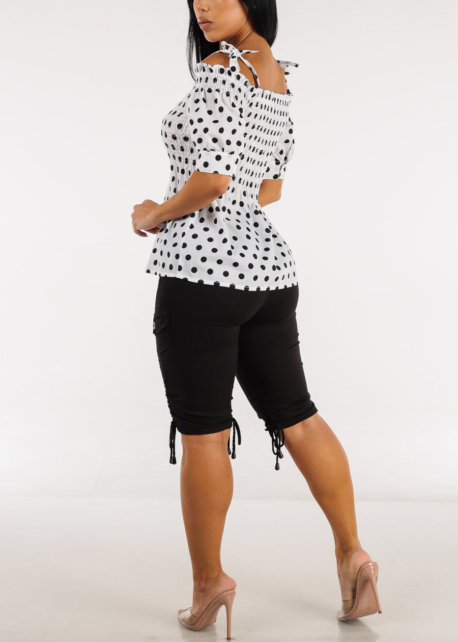 High Waisted Black Cargo Bermuda Shorts w Belt sold by Moda product image thumbnail 5