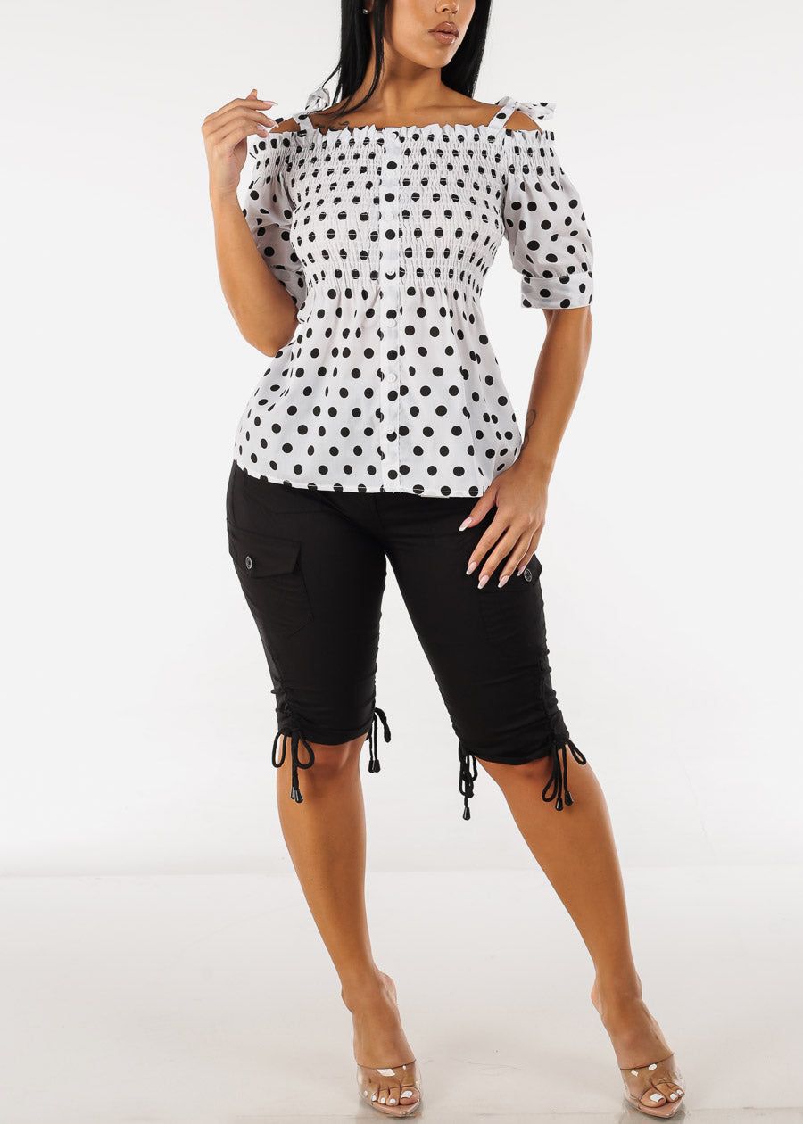 High Waisted Black Cargo Bermuda Shorts w Belt sold by Moda product image thumbnail 2