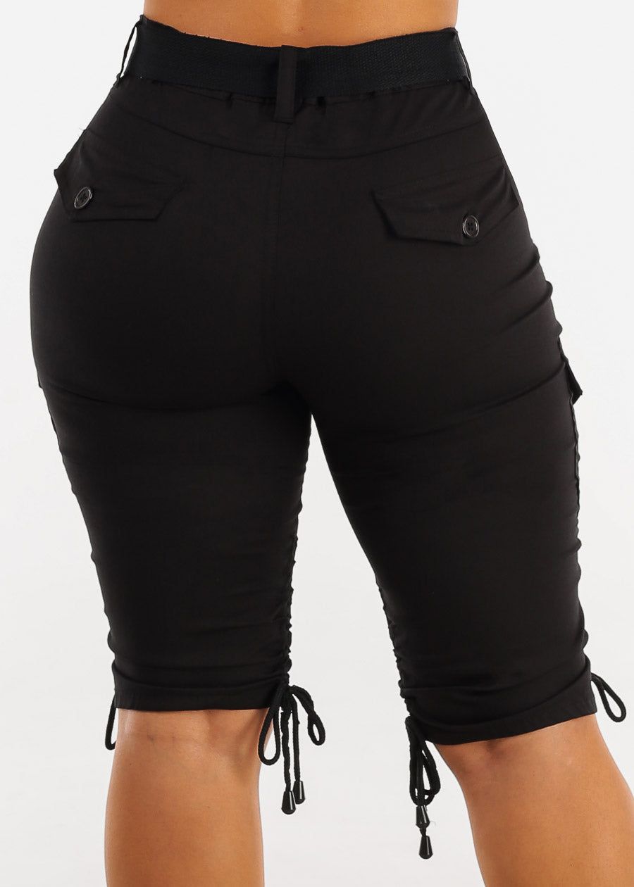 High Waisted Black Cargo Bermuda Shorts w Belt sold by Moda product image thumbnail 4